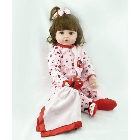 🆕 Realistic Baby Doll Pink Adorable Ladybird Princess Silicone Vinyl Cloth Body - Picture 3 of 7